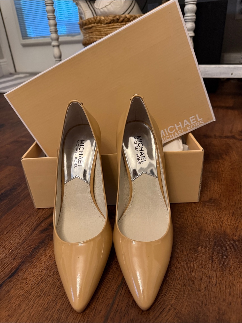 Michael Kors Nude Patent Pointed-Toe Pumps